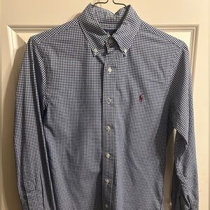 Ralph Lauren Navy and White Checkered Shirt